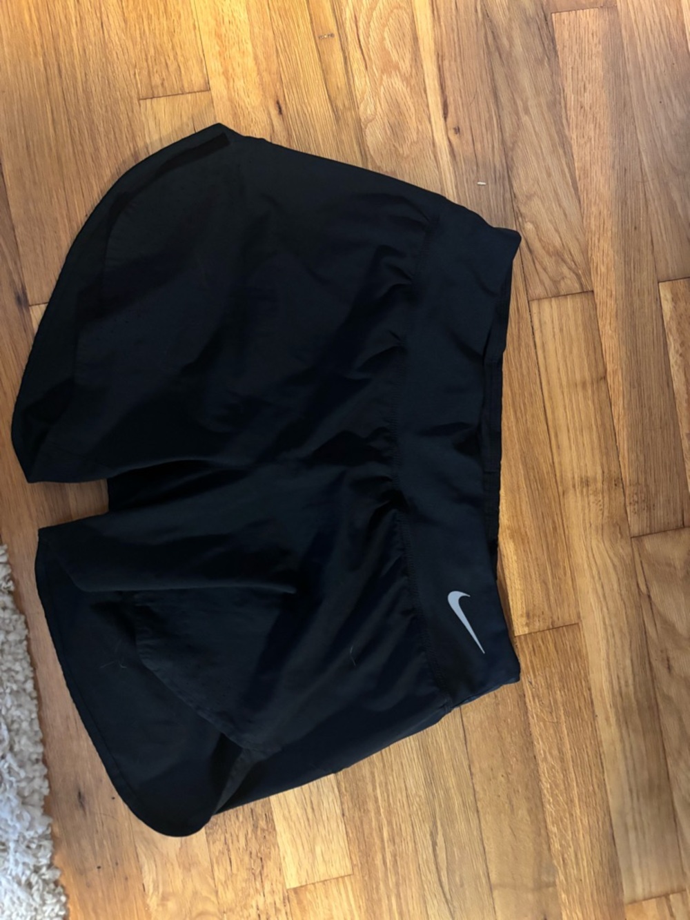 Nike Black Athletic Shorts with Silver Swoosh